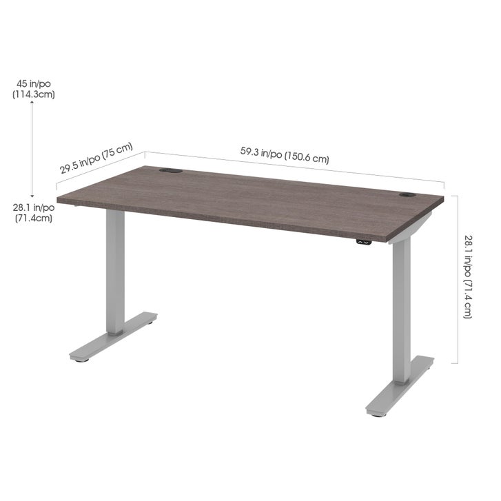 Bestar Upstand 76.2 cm x 152.4 cm (30 in. x 60 in.) Height Adjustable Desk with Dual Monitor Arm