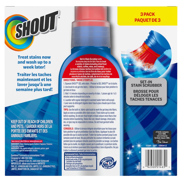 Shout Advanced Stain Remover Gel Brush, 3 × 246 mL