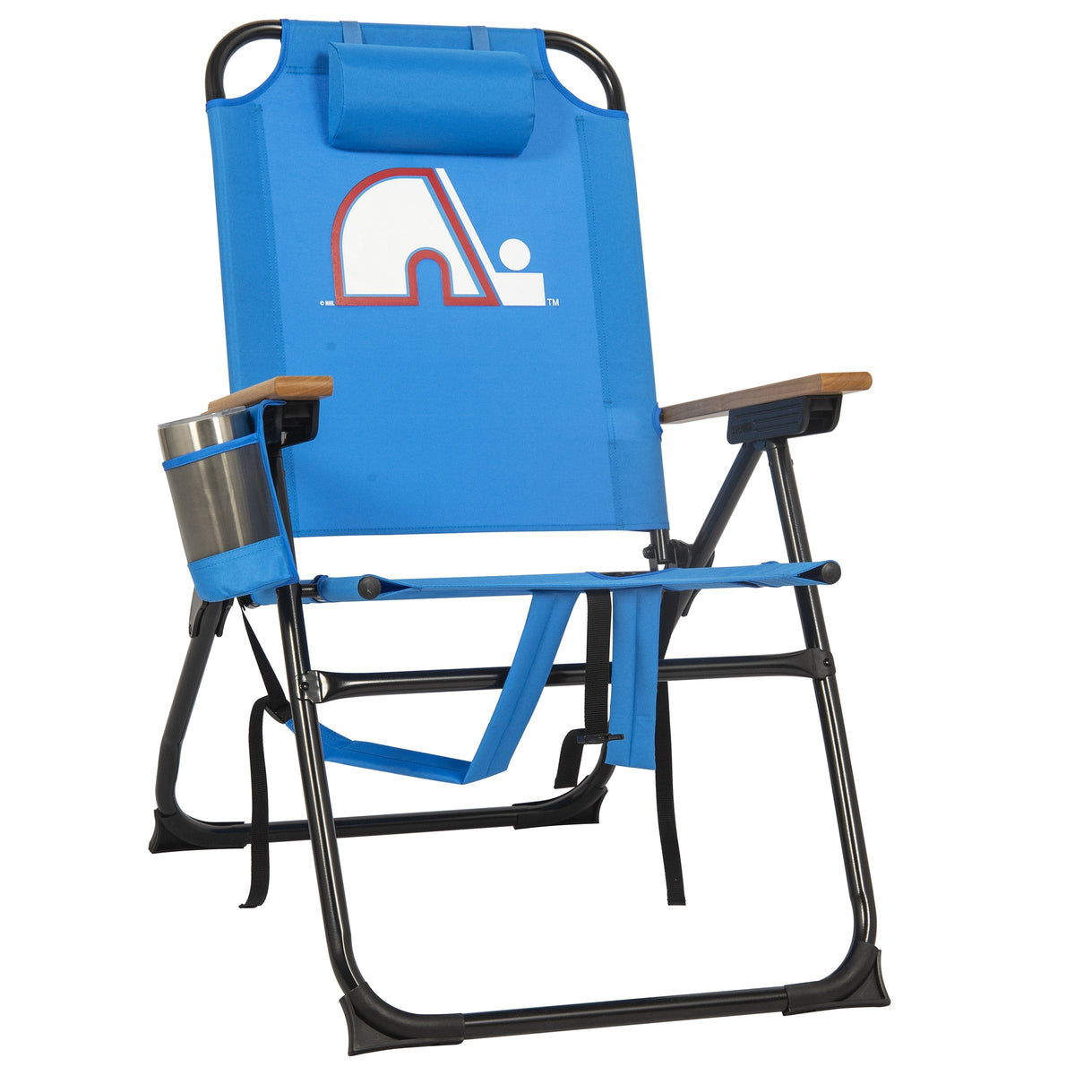 NHL 4-Position Folding Chair With Wood Arms
