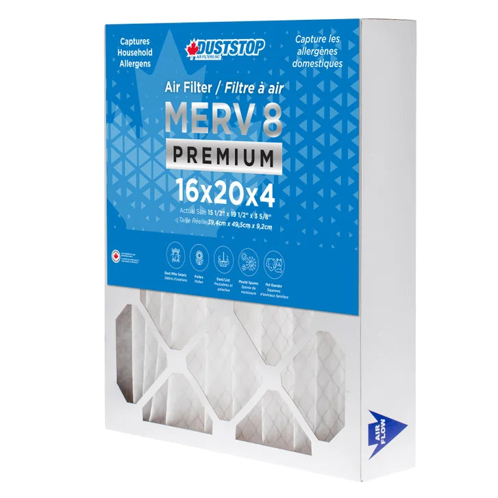 Duststop MERV 8 Premium Pleated Furnace Filter, 3-pack