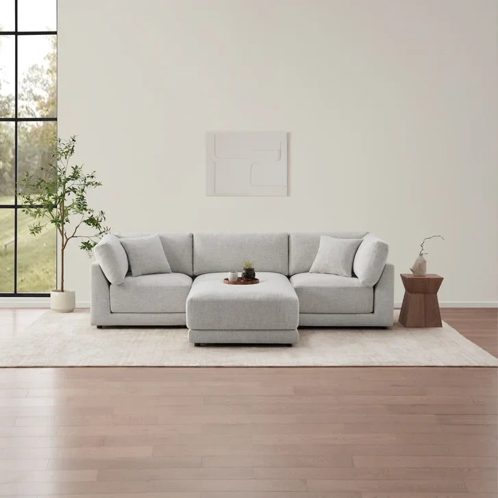 Aiden & Ivy Dayna 4-piece Modular Fabric Sofa with Ottoman
