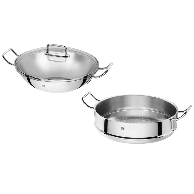 ZWILLING Plus 32 cm (12.5 in.) Wok and Steamer Set S2