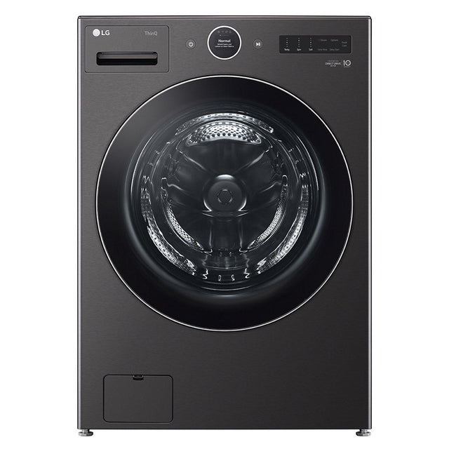 LG 5.8 cu ft. Black Steel ThinQ AI Wi-Fi Enabled Mega Capacity Steam Front Load Washer with ezDispense H6