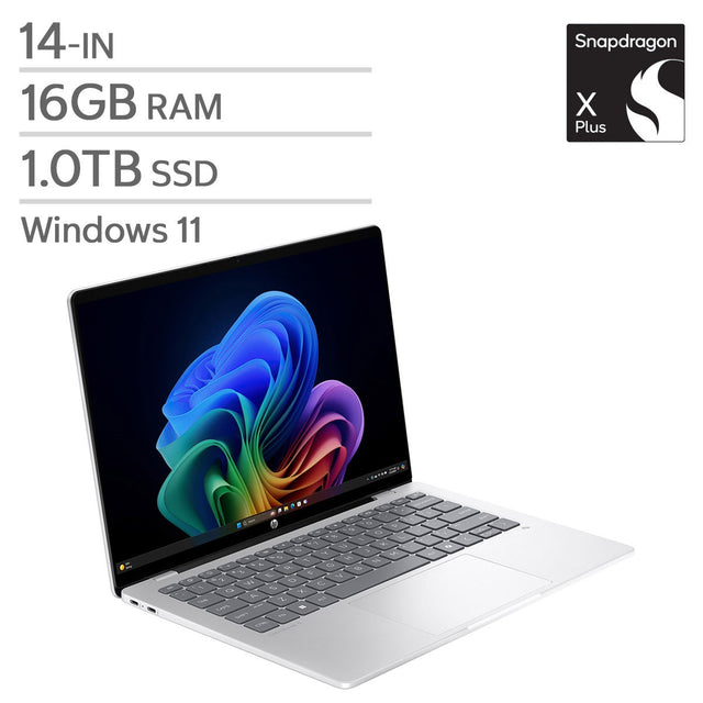 HP OmniBook 5 OLED 14-in. Laptop Copilot+, Snapdragon X Plus X1P-42-100, 16 GB RAM, 1TB SSD, Qualcomm Adreno GPU H3