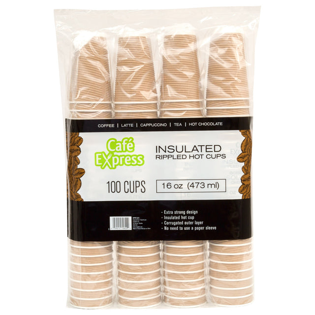 Café Express 457 ml (16 oz.) Corrugated Disposable Cups 500-count A2