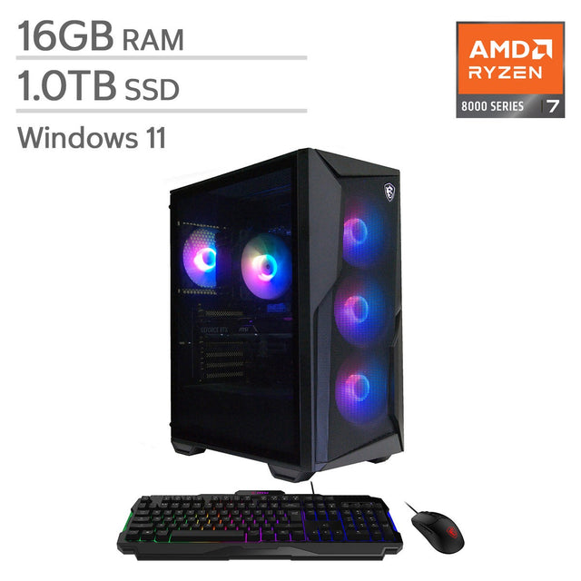 MSI Codex Z2 Gaming Desktop, AMD Ryzen 7 8700F - 16GB RAM, 1TB SSD, 8GB NVIDIA GeForce RTX 5060 X6
