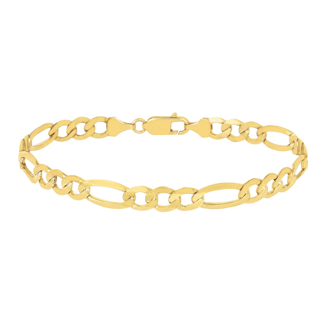 High Polish Beveled Figaro Bracelet in Yellow Gold B8