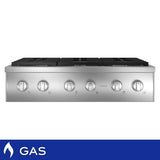 Café 36 in. Stainless Steel Gas Commercial-Style Rangetop with Dishwasher Safe Continuous Cast-iron Grates