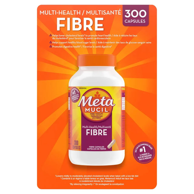 Metamucil 100% Natural Psyllium Husk Daily Fibre Supplement - 300 Capsules G5