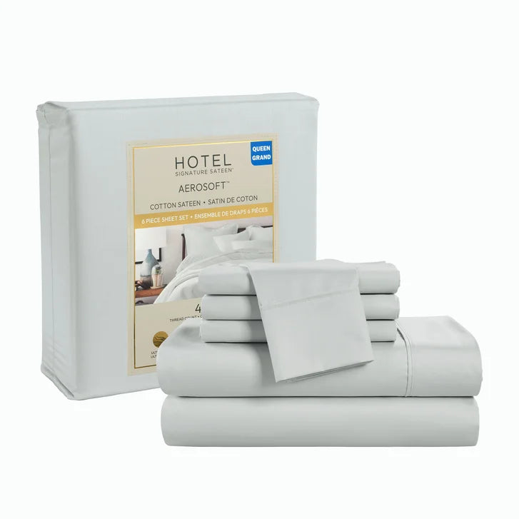 Hotel Signature Cotton Sateen Sheet Set, 6-piece