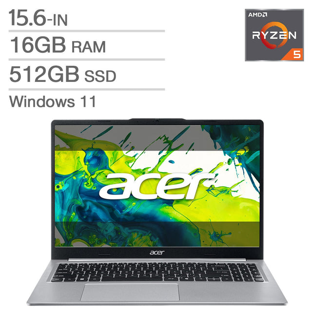 Acer Aspire Lite 15.6-in Laptop, AMD Ryzen 5 40, 16GB RAM, 512GB SSD A7