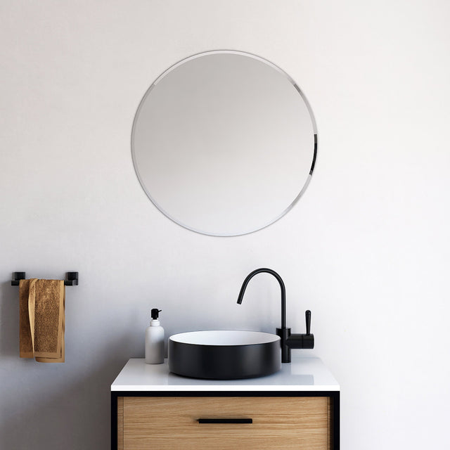 Appollo Avia Modern 60.9 cm (24 in.) Round Frameless Beveled Mirror H8