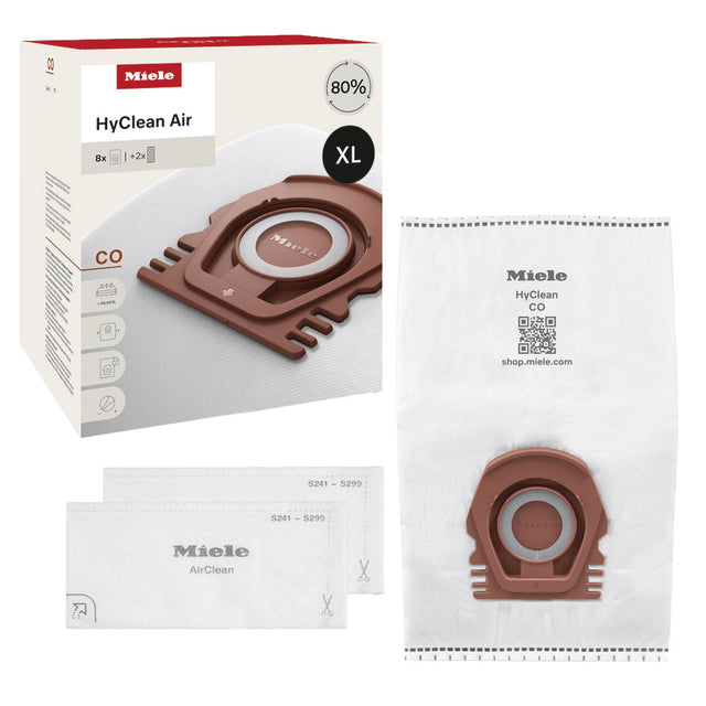 Miele HyClean Air CO Dustbags for Miele Guard M1 Canister Vacuum Cleaners, XL 8-pack A0