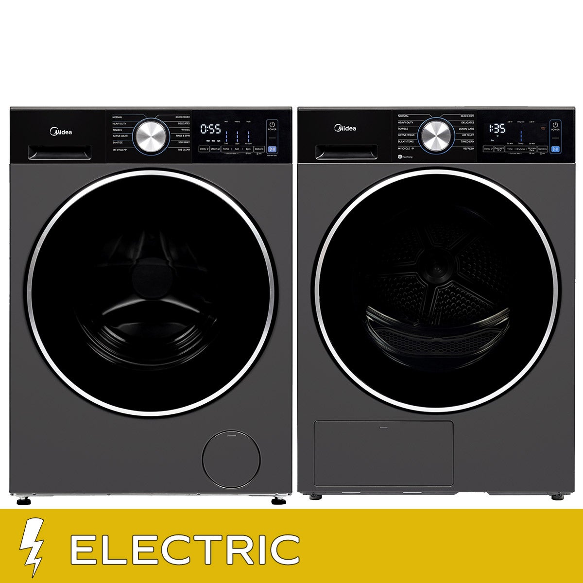 Midea Laundry Bundle 3.1 cu ft. Front Load Washer and 4.4 cu ft. Electric Dryer with Stacking Kit