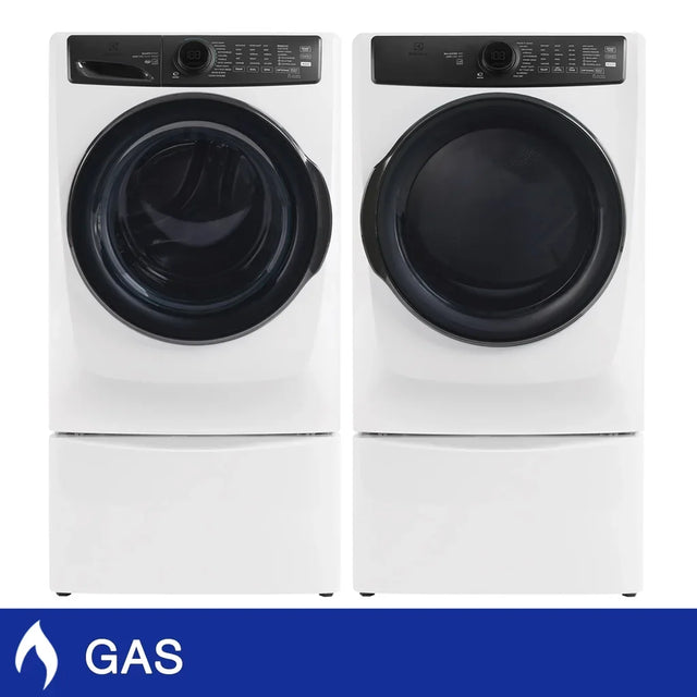 Electrolux 7 Series Laundry Bundle 5.2 cu ft. Front Load Washer and 8.0 cu ft. Gas Dryer with Storage Pedestal O3