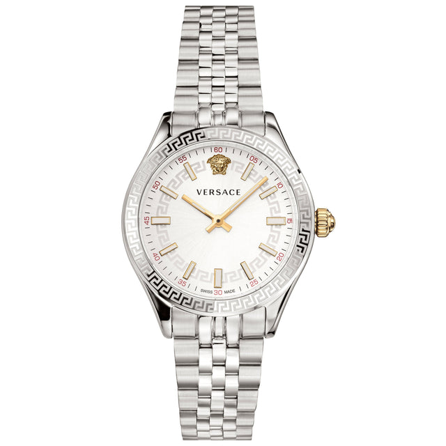 Versace Hellenyium White Silver-Tone Sunray Dial Women's Watch P6