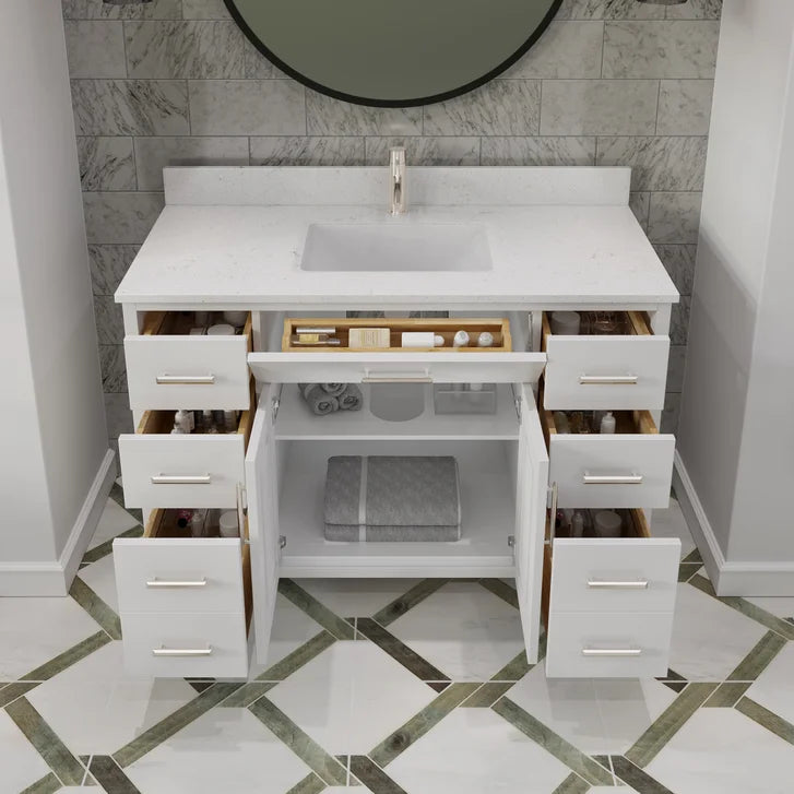 Studio Bathe Katie II Vanity in White Finish with Engineered Stone Countertop