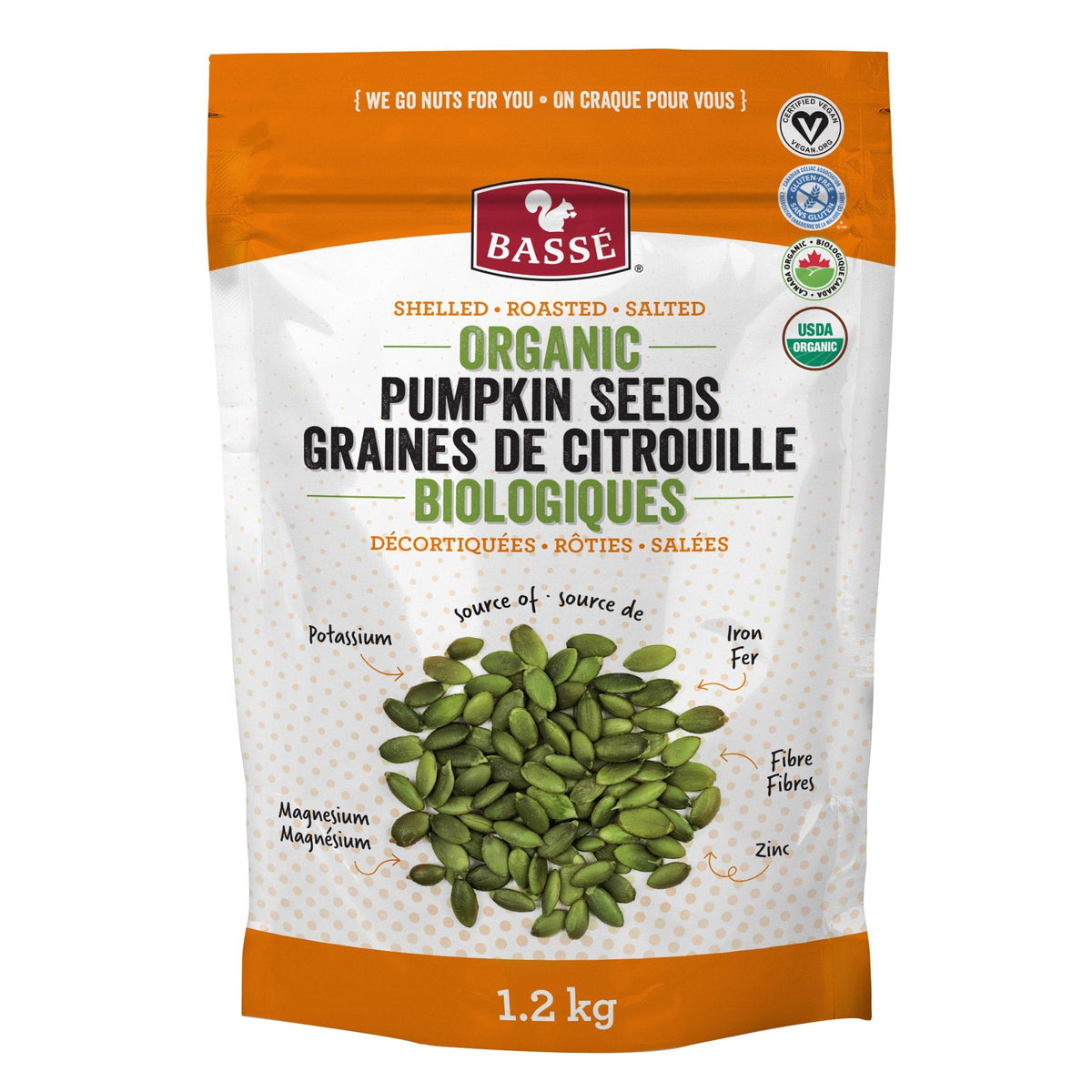 Bassé Organic Pumpkin Seeds, 1.2 kg