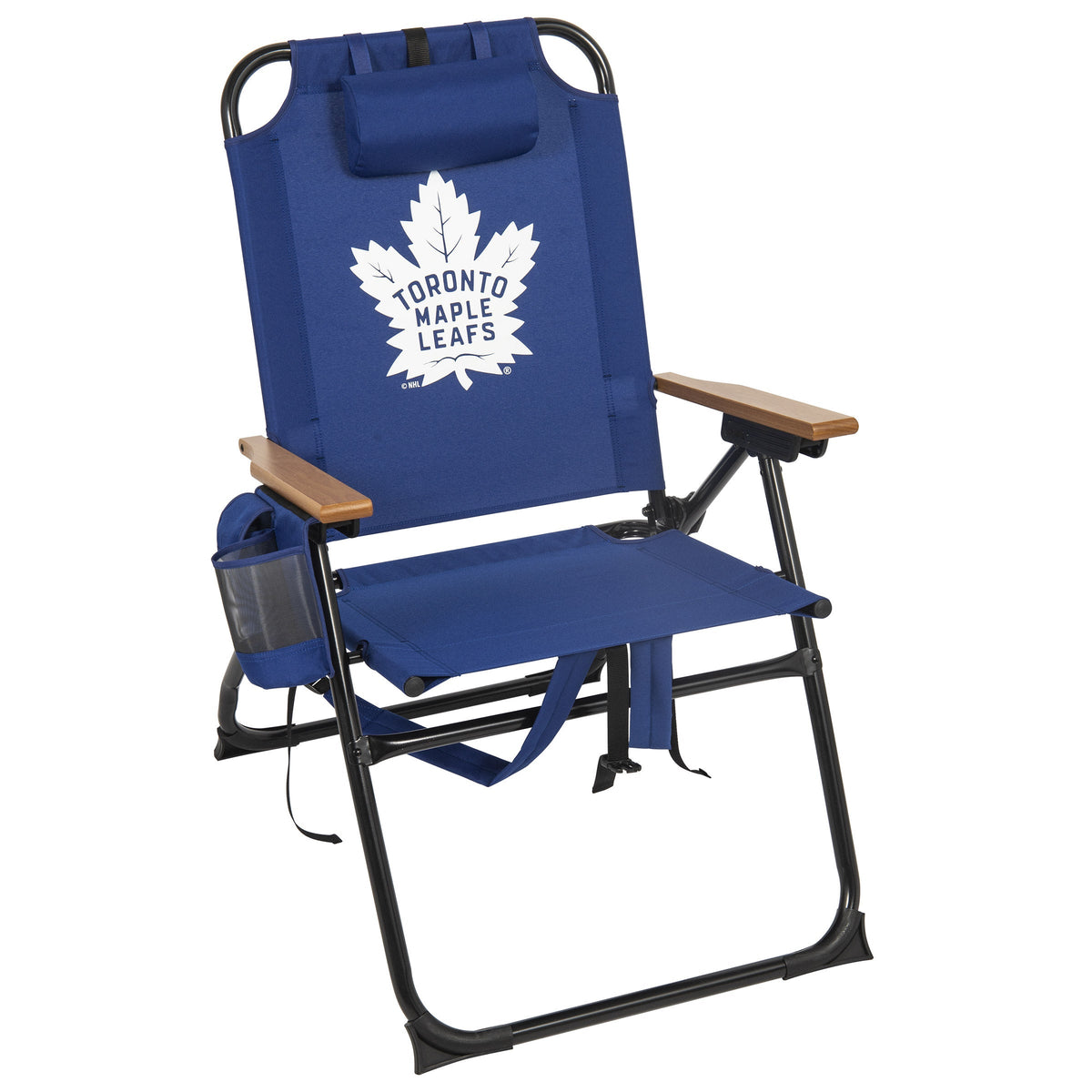 NHL 4-Position Folding Chair With Wood Arms