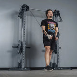 Bells of Steel Cable Tower Squat Stands with J-Cups and Spotter Arms