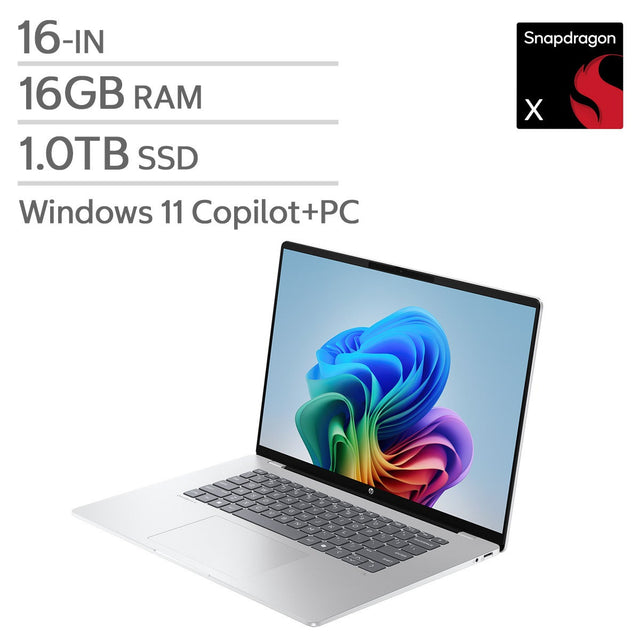 HP OmniBook 5 16-in OLED Copilot+ Laptop, Snapdragon X X1-26-100, 16GB RAM, 1 TB SSD L8