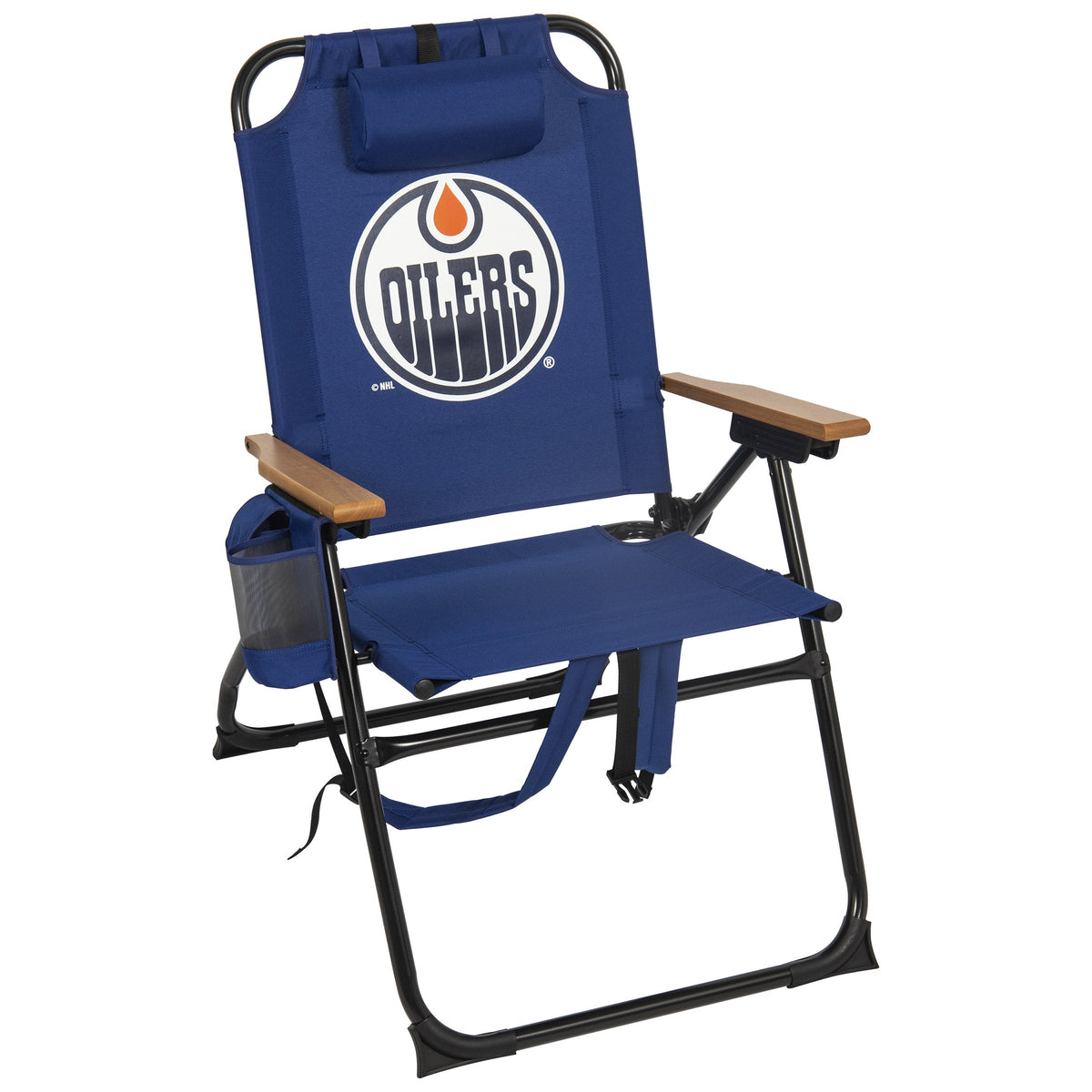 NHL 4-Position Folding Chair With Wood Arms