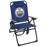 NHL 4-Position Folding Chair With Wood Arms