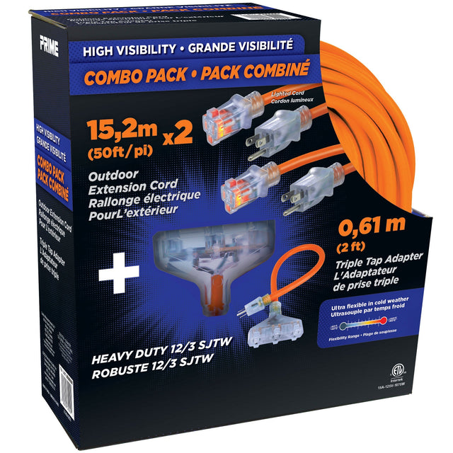 PRIME 50 ft Outdoor Extension Cord, 2-pack E9