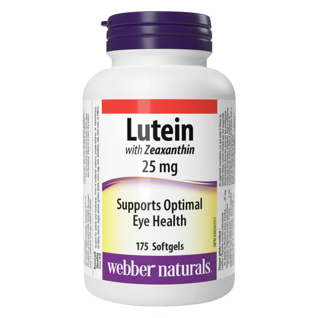 webber naturals Lutein 25 mg with 5mg of Zeaxanthin - 175 softgels J5