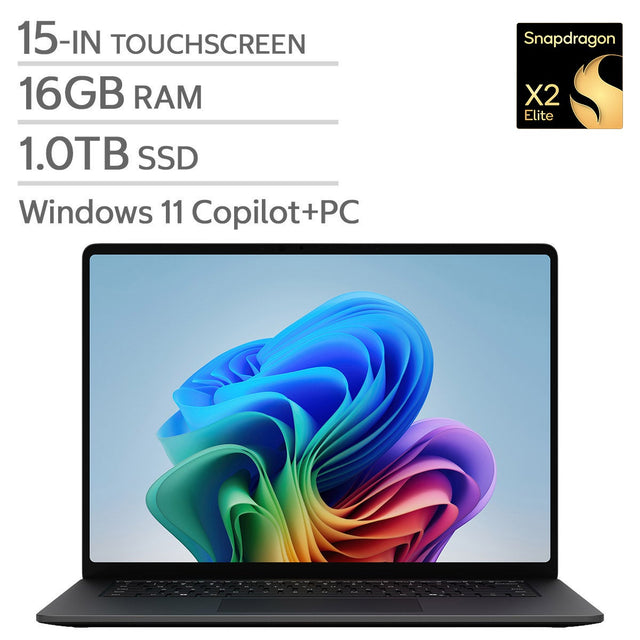 Microsoft Surface 15.0-in. Copilot+ PC Touchscreen Laptop, Qualcomm Snapdragon X2 Elite - 16GB RAM, 1 TB SSD - Black C5