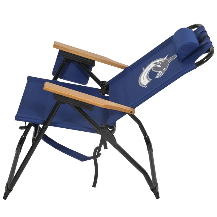 NHL 4-Position Folding Chair With Wood Arms