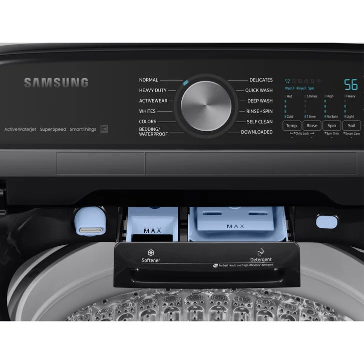 Samsung 27.5 in. 6.0 cu. ft. Black Stainless Steel Top Load Washer with SuperSpeed and EasyAccess Drum