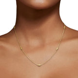 High Polish Cube and Bead Station Necklace in Yellow Gold