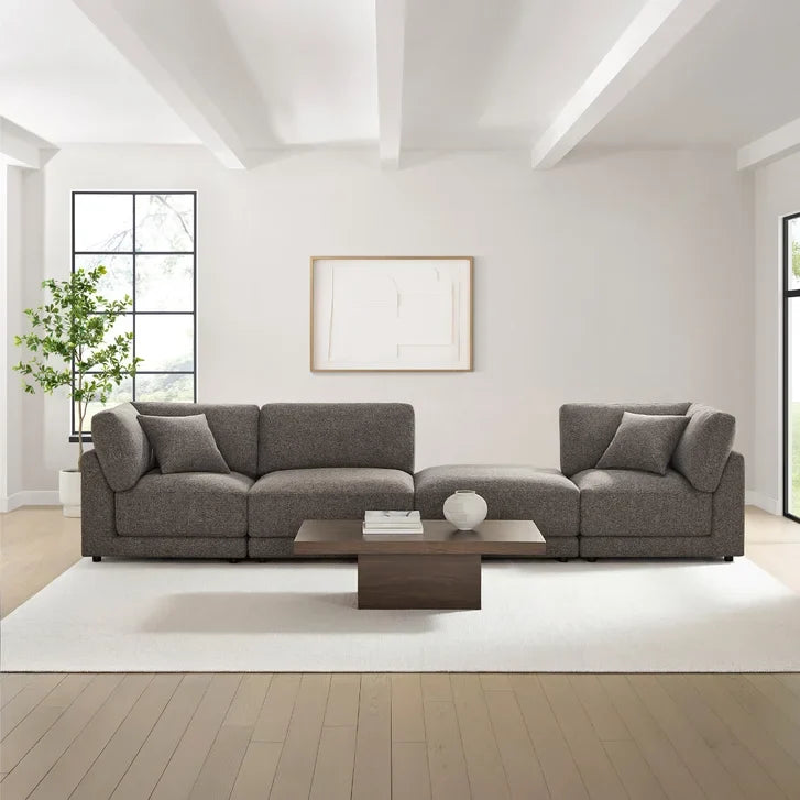 Aiden & Ivy Dayna 4-piece Modular Fabric Sofa with Ottoman