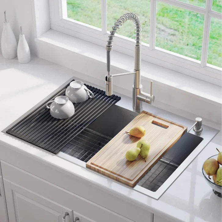 KRAUS 33 in. Dual Mount Sink with Faucet and Accessories