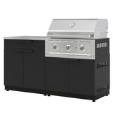 NewAge Products Stainless Steel Black 4-piece Outdoor Kitchen Set, Liquid Propane Grill