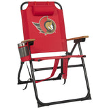 NHL 4-Position Folding Chair With Wood Arms