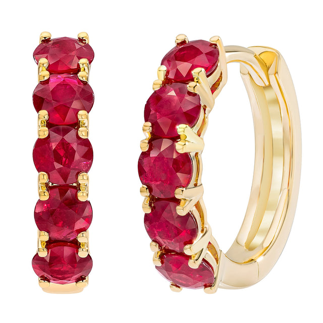 Round Cut Ruby Earrings X4