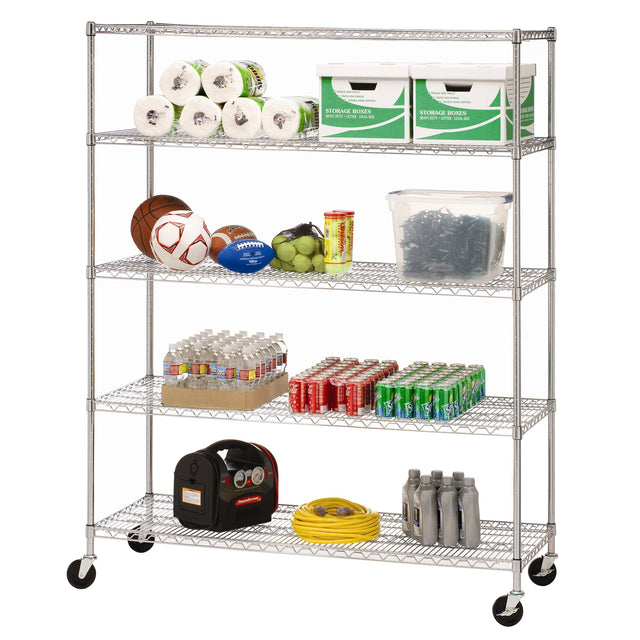 Vancouver 5 Tier NSF Steel Wire Shelving Rack with wheels G6
