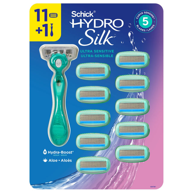 Schick Hydro Silk Ultra Sensitive Razor + 11 Cartridges V4