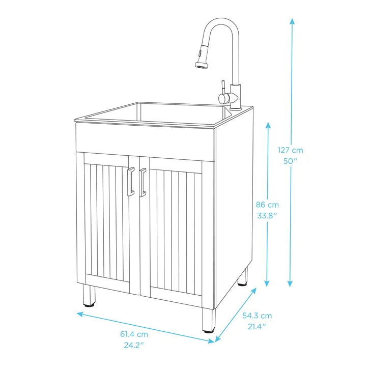 Transform 24.2 in. All-in-one RTA Laundry Cabinet with Stainless Steel Sink and Faucet