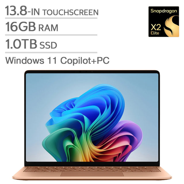Microsoft Surface 13.8-in. Copilot+ PC Touchscreen Laptop, Qualcomm Snapdragon X2 Elite - 16GB RAM, 1 TB SSD - Dune E1