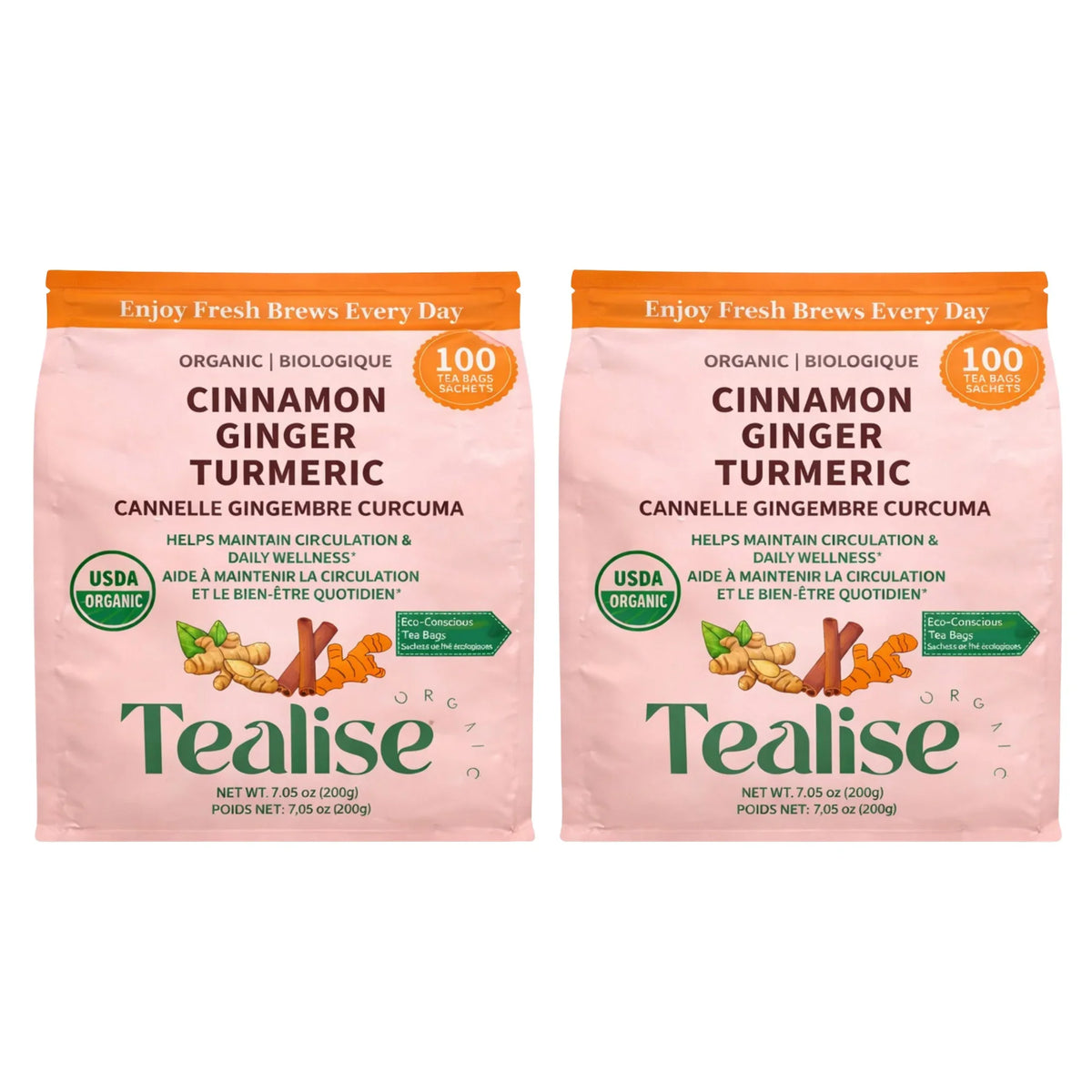 Tealise Organic Herbal Tea, 2 × 100 Tea Bags
