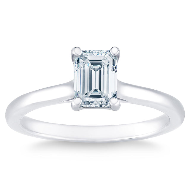 1.00 ct Emerald Cut, Clarity VVS2, Colour H, Solitaire Diamond Ring Q1