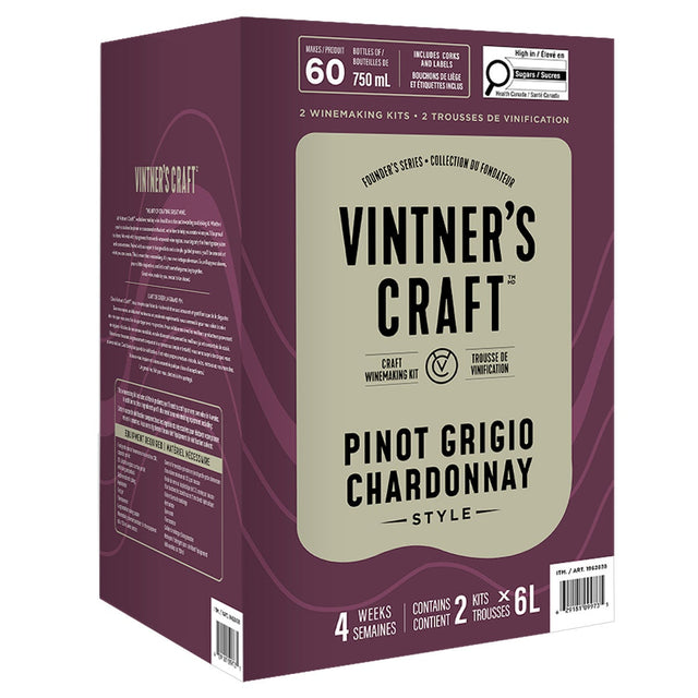 Vintner's Craft Pinot Grigio Chardonnay Style Craft Winemaking Kit, 2 × 6 L M1