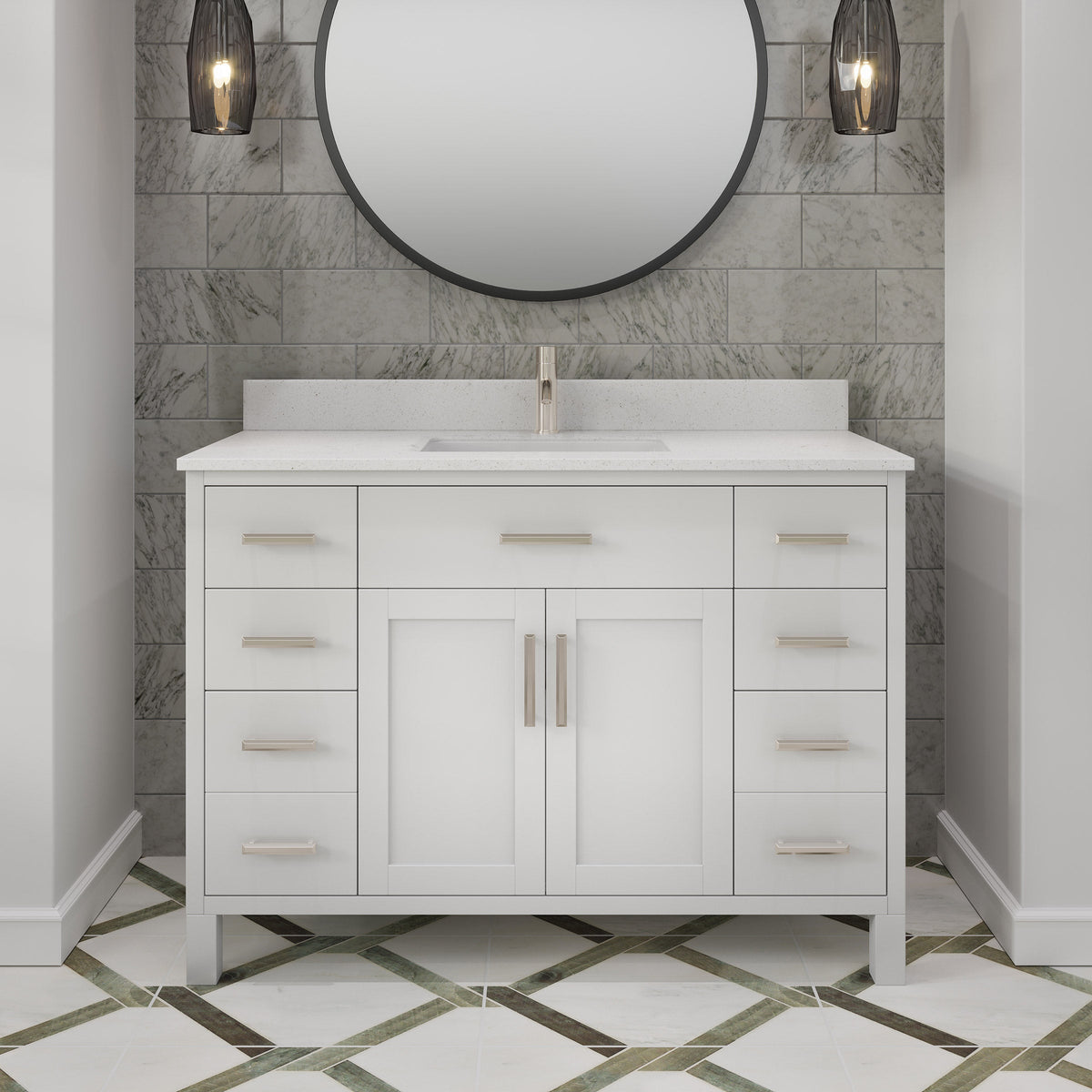 Studio Bathe Katie II Vanity in White Finish with Engineered Stone Countertop