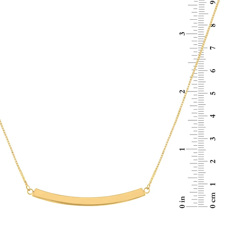 High Polish Curved Bar Necklace in Yellow Gold