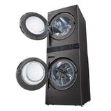 LG Black Steel Single Unit Front Load WashTower with Centre Control 5.2 cu. ft. Steam Washer and 7.4 cu. ft. Steam Gas Dryer