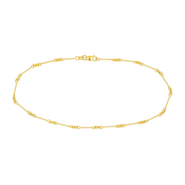 Twisted Bar Cable Anklet in Yellow Gold S8