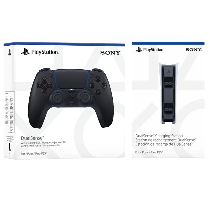 PlayStation 5 DualSense Midnight Black Wireless Controller and Charging Station Bundle